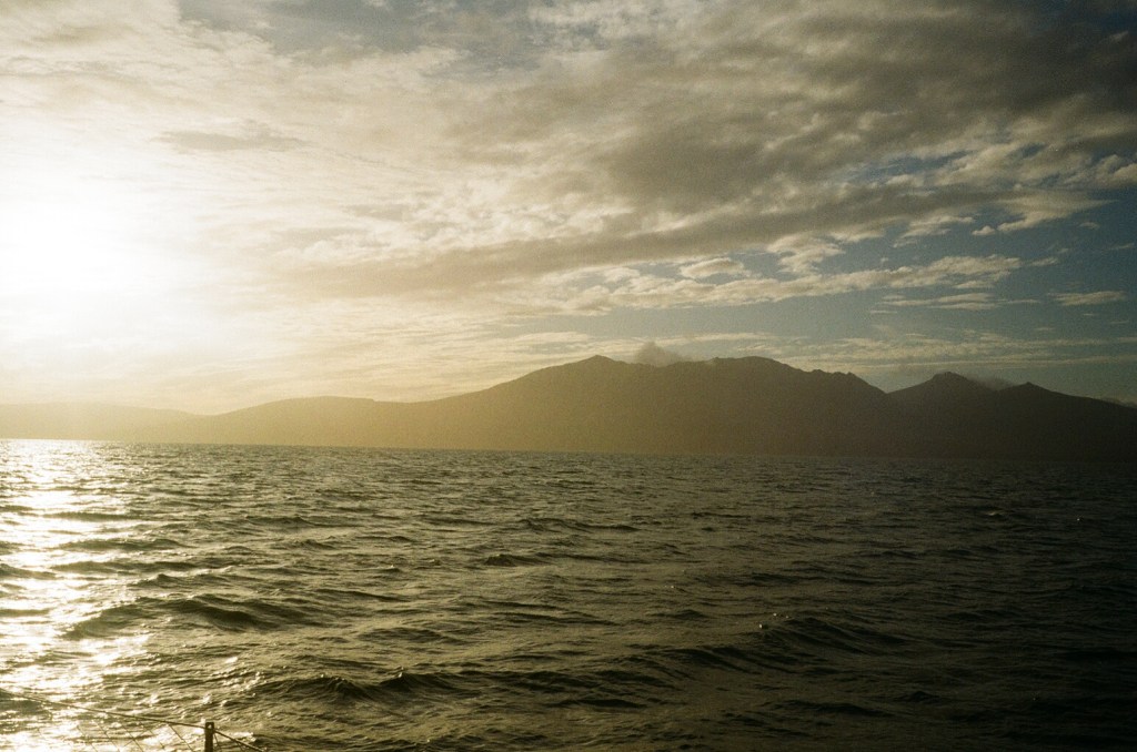 The sun sets over Arran. 